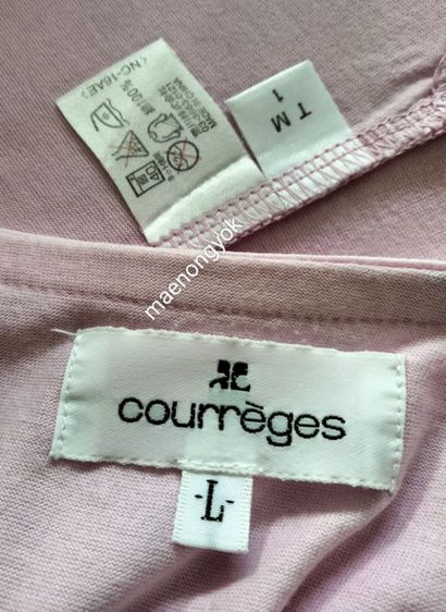 เสื้อยืดคอกลม แบรนด์ courreges(L) เสื้อสีสวยแนววินเทจ แบรนด์ดังงานVintage COURRÈGES  แบรนด์ PARIS ป้ายmade in china รูปที่ 11