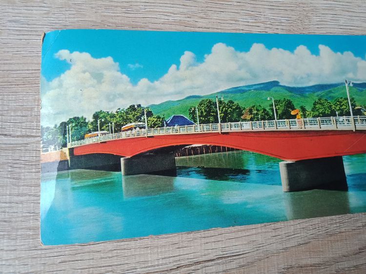 ไปรษณียบัตรคลาสสิค จากยุค 2510s ภาพถ่ายสะพานศรีนครพิงค์ (สะพานนครพิงค์) จังหวัดเชียงใหม่  รูปที่ 7