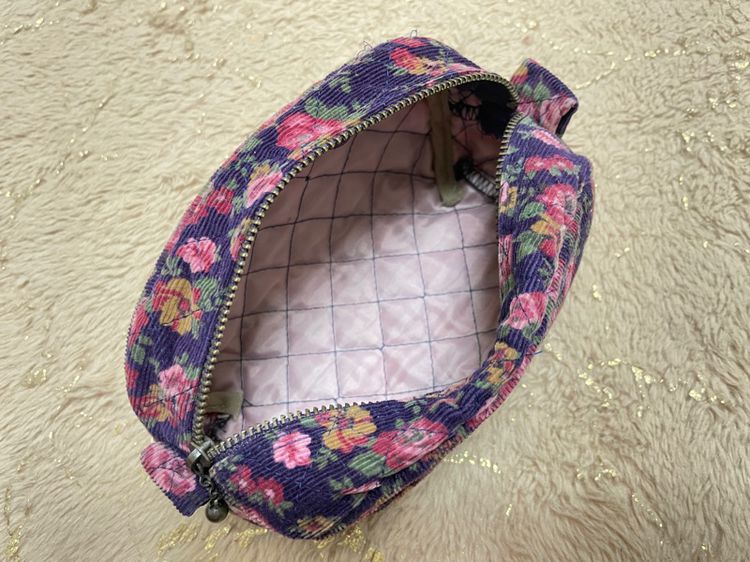 กระเป๋า ใส่ของ จิปาถะ ผ้ากำมะหยี่ลายดอกสีม่วง วินเทจ💐 รูปที่ 3
