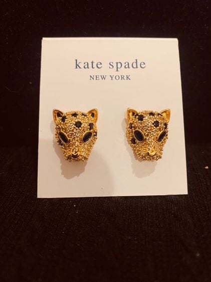 โลหะ ต่างหู Kate Spade Jewery Gold Tone Cut Crystal CZ Leopard Stud Post  Earrings