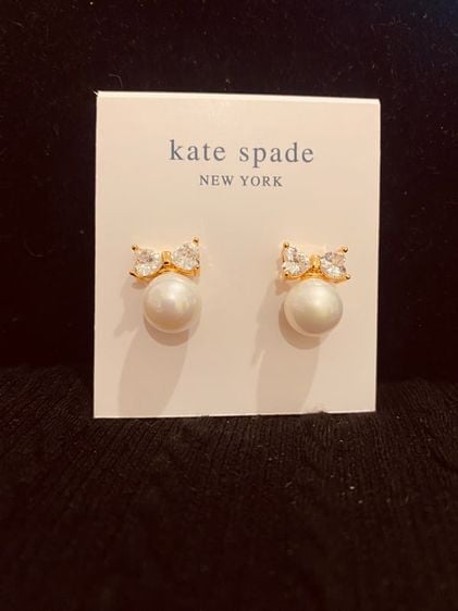 ต่างหู Kate Spade รุ่น crystal bow pearl drop 