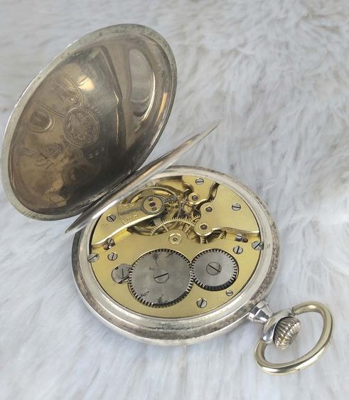 181120-Silver Niello Pocket Watch Minimax ระบบไขลาน รูปที่ 10