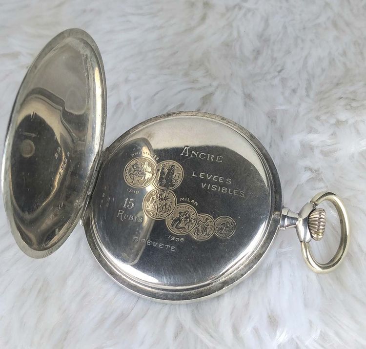 181120-Silver Niello Pocket Watch Minimax ระบบไขลาน รูปที่ 7