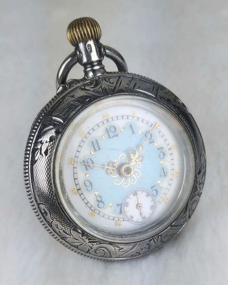 190110-นาฬิกาพกตัวเรือนเงิน ระบบไขลาน รูปที่ 3