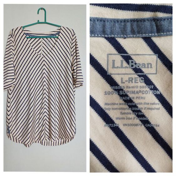 L.L.Bean เสื้อยืดลายทาง สีกรม-ขาว
Size L-Reg ของใหม่ รูปที่ 1