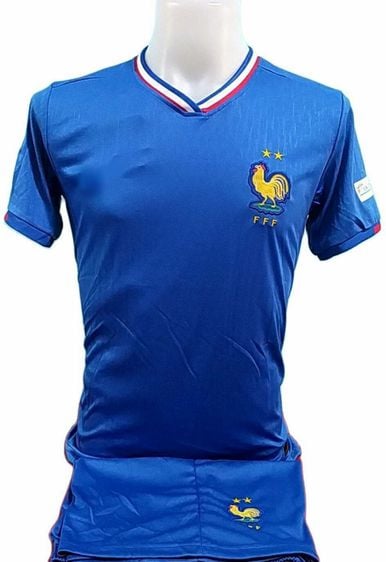 เสื้อยืด อื่นๆ นำเงินเข้ม เสื้อฟุตบอลกีฬาผู้ชายทีมชาติฝรั่งเศส ชุดฟุตบอลโลก (France) ตัวฤดูกาล 2023-2024
