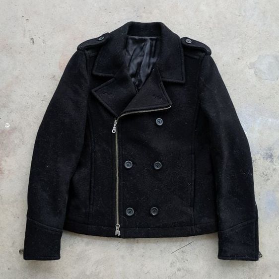 อื่นๆ เสื้อแจ็คเก็ต | เสื้อคลุม ดำ แขนยาว Vintage Abahouse Double Collar Wool Jacket.