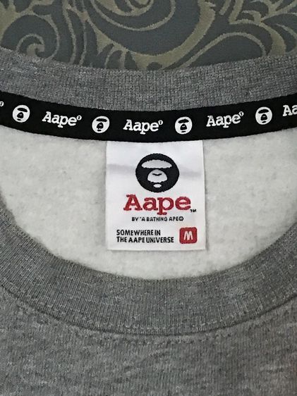 Aape By A Bathing Ape Crew Neck Rubber Logo Patch Grey Sweatshirt M AAPSWM3368XX9 รูปที่ 4
