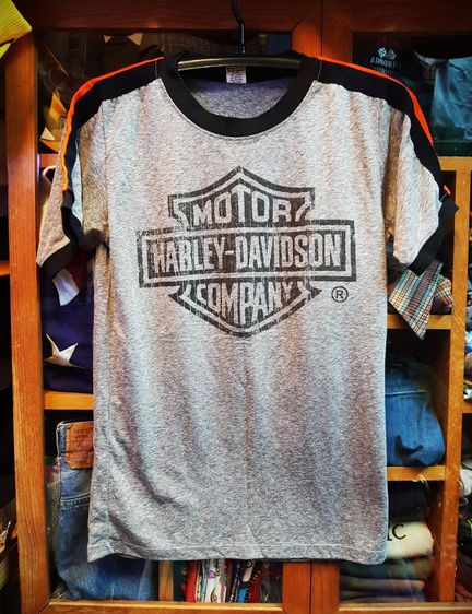 Harley Davidson classic logo medium size grey and black t-shirt รูปที่ 2