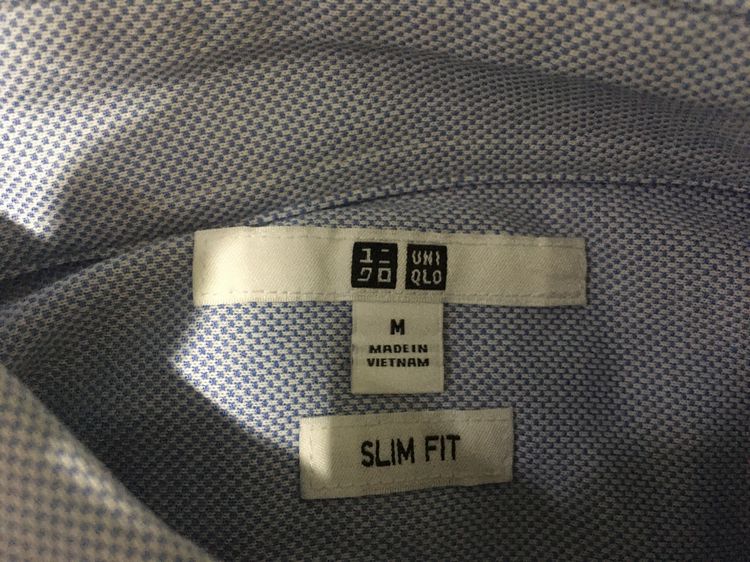 เสื้อเชิ้ตแขนยาว SLIM FIT แบรนด์ uniqlo สีฟ้า รูปที่ 6