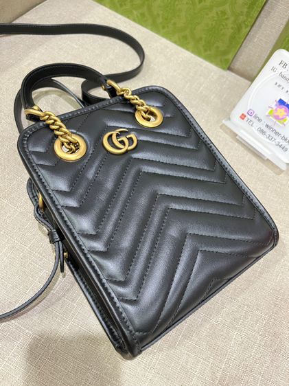 Gucci GG Marmont Matelasse Mini Bag Black in Chevron Leather Y.22 Fullset รูปที่ 16