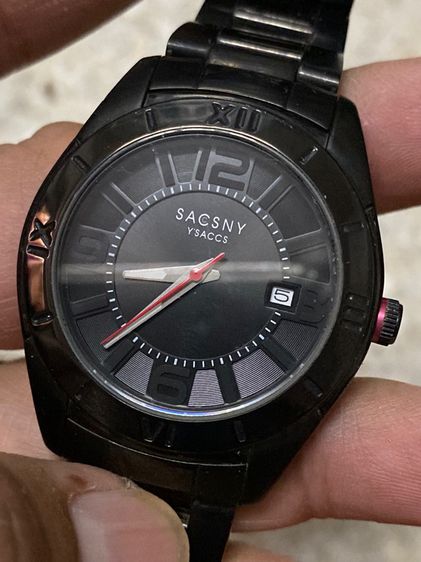 นาฬิกายี่ห้อ SACCSNY  ควอทซ์ ของแท้มือสอง เรือนสแตนเลสสีดำ สายยาว 18.5 เซนติเมตร  650฿ รูปที่ 2