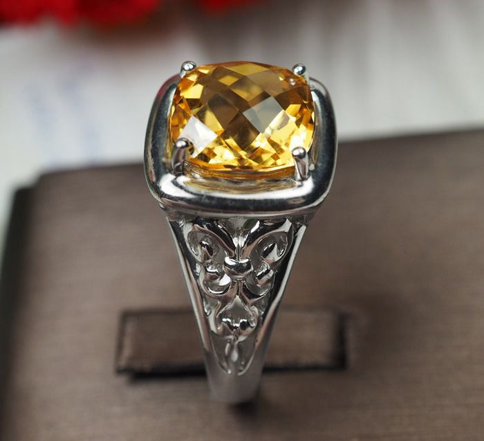 แหวนพลอยซิทรินสีเหลืองทอง 3.85 กะรัต (11450) รูปที่ 4