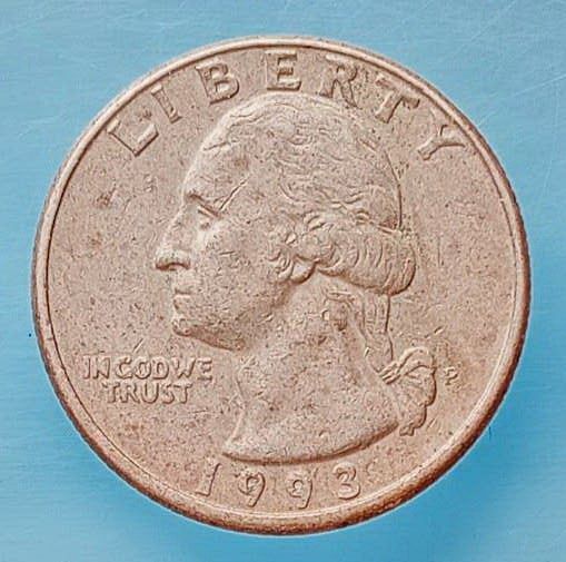เหรียญดอลลาร์สหรัฐ ราคาหน้าเหรียญ 25 เซ็นต์ quarter dollar ปี 1993 