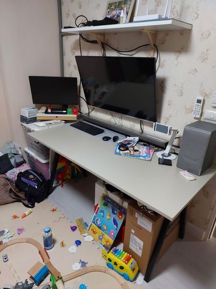 โต๊ะทำงาน ท็อปสีเบจ สีแอนทราไซต์ ขนาด 160x80 ซม. รูปที่ 2
