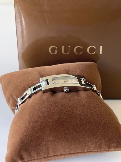 Gucci 3900L Ladies Watch 12mm Quartz Rectangle Silver Dial Vintage Swiss Made รูปที่ 2