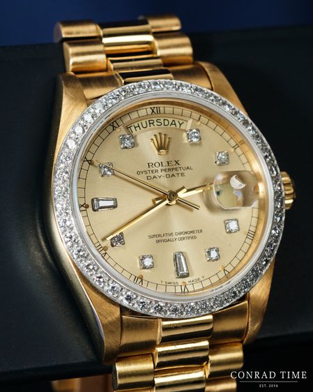 Rolex Day-Date 18048 Champagne Diamond Dial 1979 36mm.