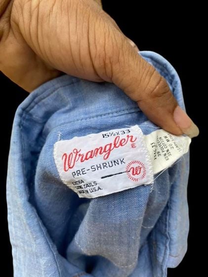 Wrangler เสื้อเชิ้ตยีนส์บาง  รุ่นเก่า ป้ายขาว Made in Usa  รูปที่ 2