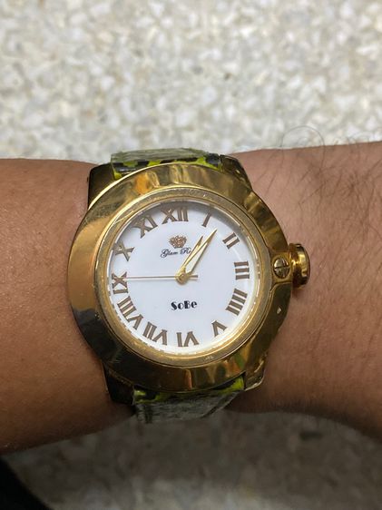 นาฬิกายี่ห้อ GLAMROCK  ควอทซ์สวิส ของแท้มือสอง เรือนใหญ่ทองใสสวย สายเดิม  ข้อมือไม่เกิน 7 นิ้ว   1200฿ รูปที่ 9