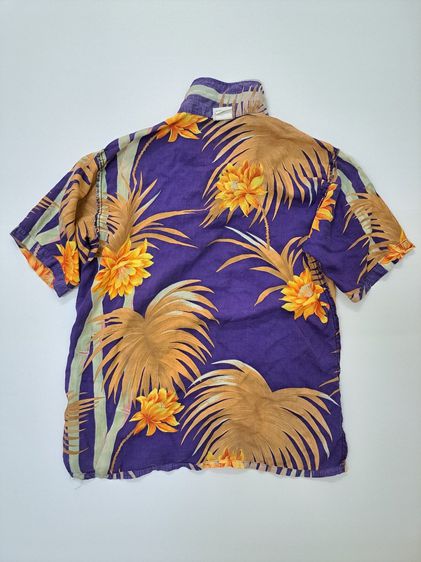 0198 เสื้อเชิ้ตฮาวายแขนสั้น Hawaii Short Sleeve Shirt ยี่ห้อ OFF SHOrE ลายดอกไม้พื้นสีน้ำเงินม่วง รูปที่ 18