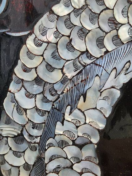 ไม้ แกะสลัก เคลือบ ฝังมุก เดิมๆ เก่าเก็บ หายาก วินเทจ โบราณ 4 ชิ้น หายาก รูปที่ 9