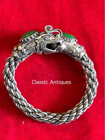 กำไลมังกร กะไหล่เงิน ประดับหินA1 รูปที่ 2