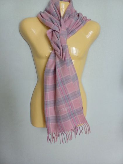 Courreges Wool Pink Plaid Vintage Scarf ผ้าผืนยาว รูปที่ 2