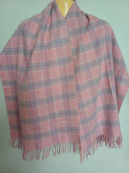 Courreges Wool Pink Plaid Vintage Scarf ผ้าผืนยาว รูปที่ 4