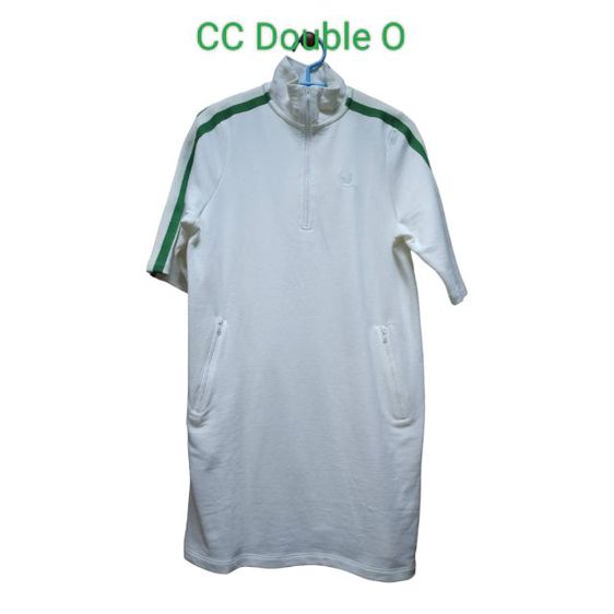 CC Double O เดรสแนวสปอร์ต ใส่ลำลอง ใส่สบาย ผ้ายืด ทรงปล่อย สีขาวขลิบเขียว รูปที่ 5