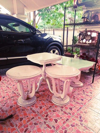 ชุดโต๊ะวินเทจแท้ไม้สักทองเแท้สีเดิมสภาพเดิมเก่าโบราณ4ตัวขายเหมา 2850- บาท รูปที่ 17