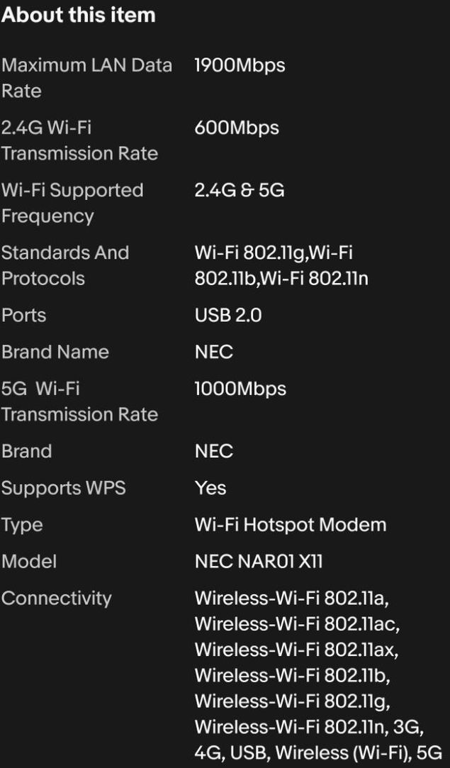 Business พ็อกเก็ตไวไฟ ใส่ซิม AIS 5G NEC speed wifi x12 Business Pocket wifi   รูปที่ 11