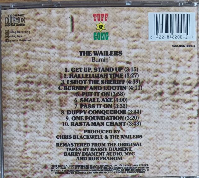 CD Bob Marley and The Wailers- Burnin'  รูปที่ 4
