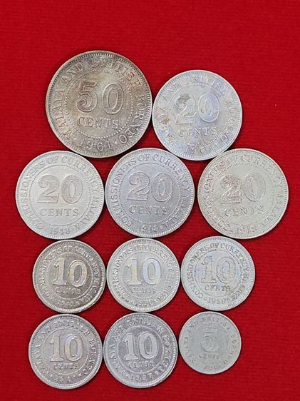 เหรียญ ธนบัตร ต่างประเทศ ชุดเหรียญ​ MALAYA​ 50​, 20,10 CENT ปีลึกคละค.ศ​ รับประกันแท้