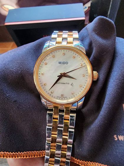 นาฬิกา Mido Baroncelli automatic lady
m7600.9.69.1 Swiss Made Automatic 
หน้าปัดมุข หลักเพชรแท้12เม็ด  รูปที่ 7