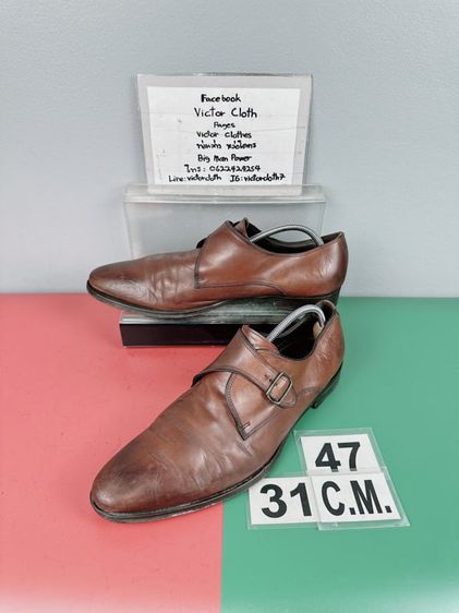 รองเท้าหนังแท้ Suit Supply Sz.13us47eu31cm Made in Italy สีน้ำตาล พื้นหนังเย็บ สภาพสวย ไม่ขาดซ่อม ใส่เที่ยวออกงานดี