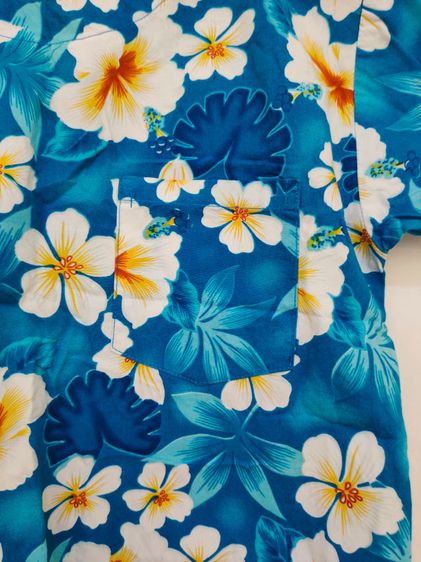 เสื้อสงกรานต์ เสื้อลายดอก เสื้อเชิ๊ตลายดอก สีฟ้า รูปที่ 2