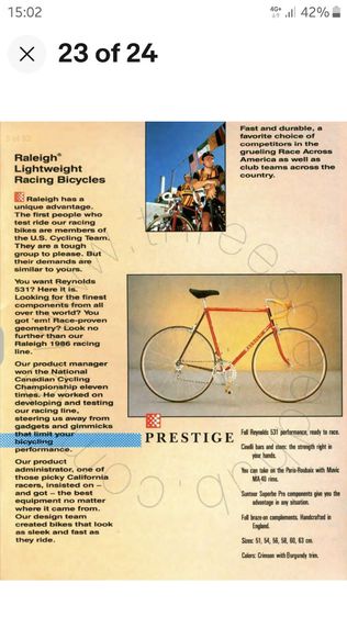 ขายเฟรม Raleigh USA Prestige ปี 1986 สภาพดี ส่ง EMS ฟรี รูปที่ 2