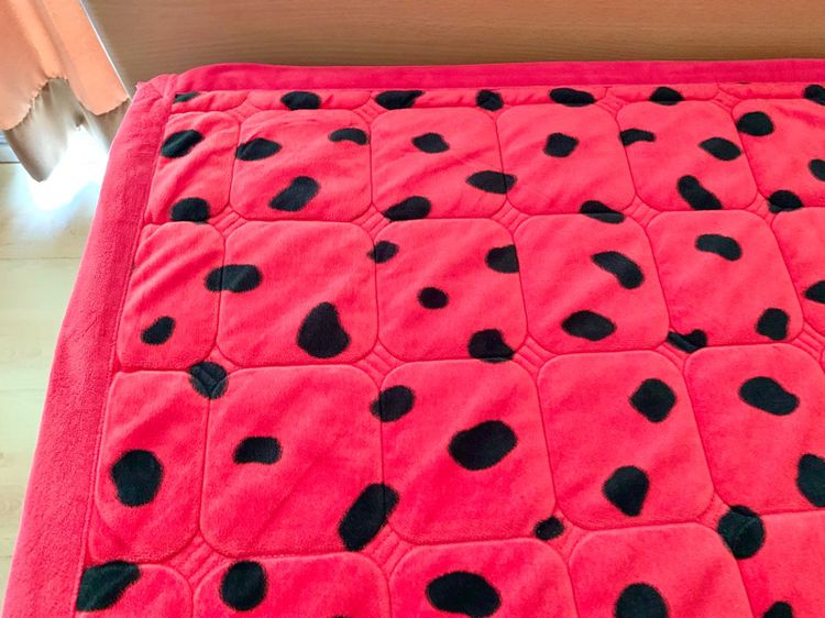 ผ้าปูรองนอน ขนาด 3.5ฟุต สีแดงอมชมพูกำมะหยี่ลายด่าง ยี่ห้อ Myung Ga (สภาพใหม่) มือสองขายตามสภาพ สินค้าญี่ปุ่น-เกาหลีแท้ รูปที่ 7