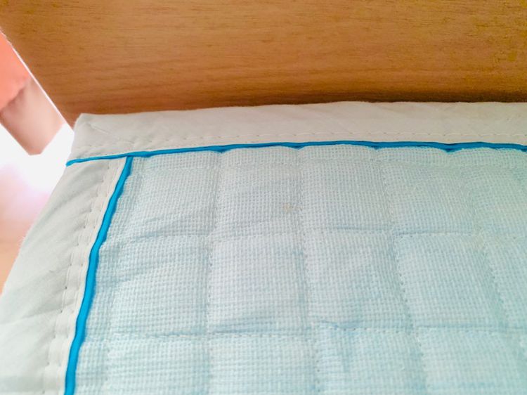 ผ้าปูรองนอน (แบบหนา) ขนาด 3.5ฟุต สีฟ้าปักลายดอกวินเทจ (ใหม่) (สินค้าหายาก) มือสองสภาพดี สินค้าญี่ปุ่น-เกาหลีแท้ รูปที่ 2