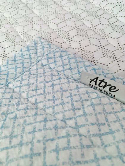 ผ้าปูรองนอน ขนาด 3.5ฟุต สีฟ้าลายวินเทจ ยี่ห้อ Atre (ใหม่) มือสองสภาพดี สินค้าญี่ปุ่น-เกาหลีแท้ รูปที่ 12