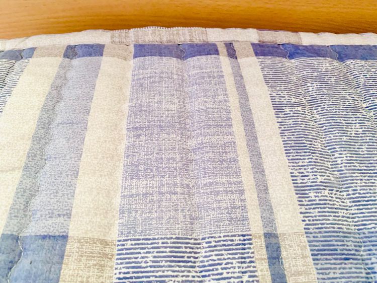 ผ้าปูรองนอน ขนาด 3.5ฟุต สีฟ้าเทาตารางลายวินเทจ (ใหม่) มือสองสภาพดี สินค้าญี่ปุ่น-เกาหลีแท้ รูปที่ 5