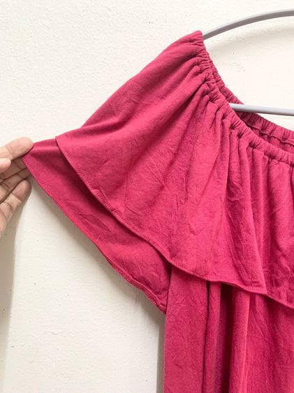 ยุนิ size L เสื้อยืดคอระบายสีชมพูบานเย็น รูปที่ 5