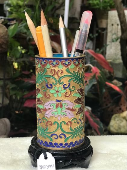ที่ใส่เครื่องเขียน ทองเหลืองถมปัด ลายนูน Chinese Handmade - Drawn Cloisonne Enamel Flowers Brush Pen Holder รูปที่ 14