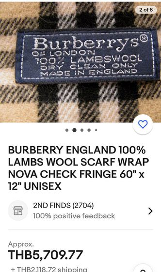 Burberry Lambs Wool Nova Check  Vintage Scarf ผืนยาว รูปที่ 7