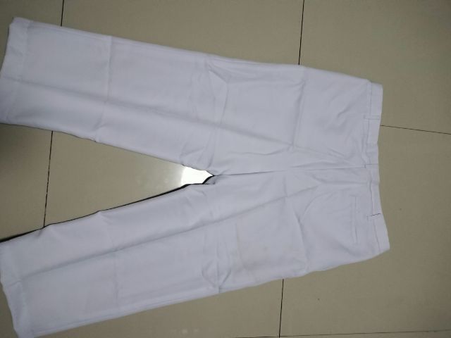 กางเกงผ้าสแลคหนาสีขาวสะอาดเอว36-38กางเกงทำงานงานบวชงานแต่งใส่เที่ยว รูปที่ 3