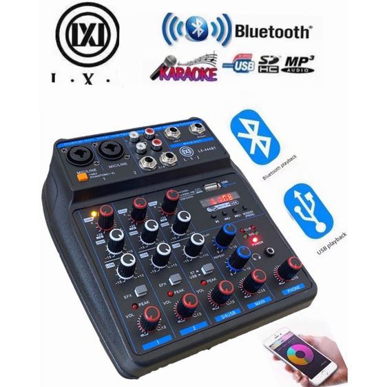 มิกเซอร์4ช่องมีบลูธูทไร้สาย ผสมสัญญาณเสียง Mixing Console with Bluetooth Record Audio Mixer AMP 57 SPPED4 รูปที่ 8