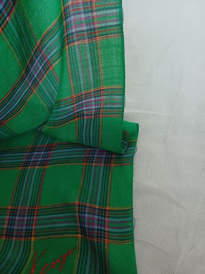Kenzo Silk Vintage Plaid Scarf ผ้าไหม  รูปที่ 14