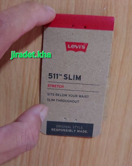 กางเกงยีนส์ผู้ชาย Levi's 511 Black รุ่น Slim Jeansไซส์ Int-W30 L32 เนื้อผ้า Cotton กับ Elastane เอวปกติ สลิมช่วงสะโพกและต้นขา(ราคารวมจัดส่ง) รูปที่ 5
