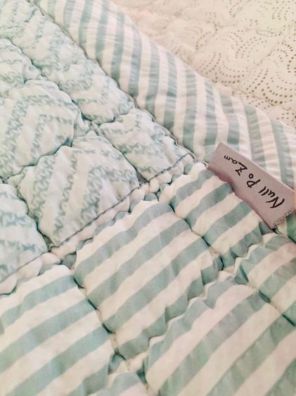 ผ้าปูรองนอน (แบบหนา) ขนาด 4.5ฟุต เอิร์ธโทนสีฟ้าลายกราฟฟิก ยี่ห้อ Null Po Zam มือสองสภาพดี สินค้าญี่ปุ่น-เกาหลีแท้ รูปที่ 11