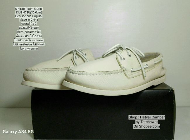 SPERRY TOP-SIDER Boat Shoes, Men's 13US 47EU(30.0cm) Original ของแท้ มือ 2 สภาพใกล้เคียงของใหม่, รองเท้า SPERRY หนังแท้ พื้นเต็ม สวยมาก รูปที่ 5